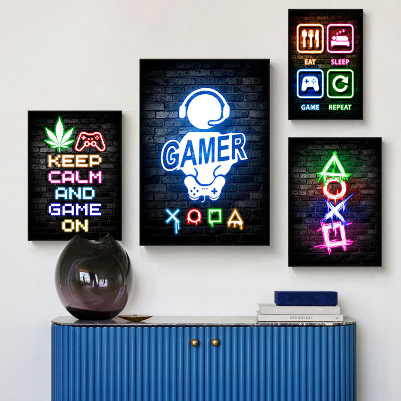Gaming Neon Eat Sleep Game Rep - đánh giá và giá Esports Gaming Poster
