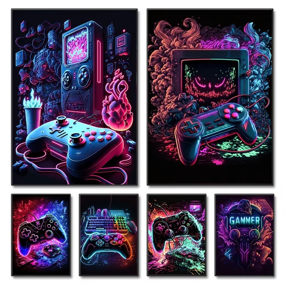 Neon Game Canvas Paintings Gam - đánh giá và giá Esports Gaming Poster