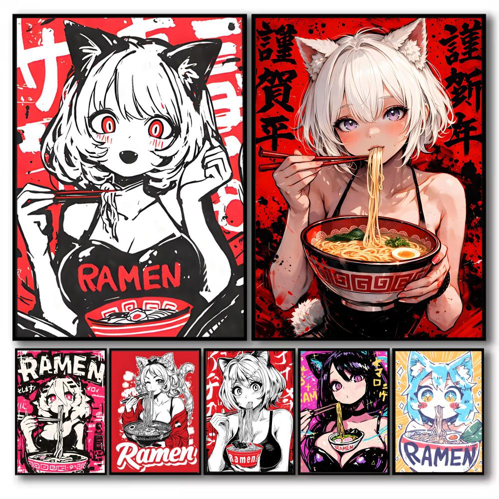 Anime Cat Girl Painting Callig - đánh giá và giá Esports Gaming Poster